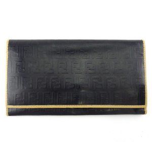 FENDI long wallet zucchino beige leather Authentic